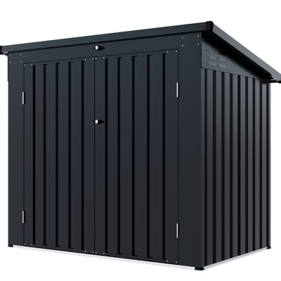 Outdoor Garbage Bin Shelter, Metal, Black, Multi - Purpose, Keeps Stuff Safe, 2 , Sloped Roof Metal Storage For Trash Cans, , Rot , Roof, Protects From Sun