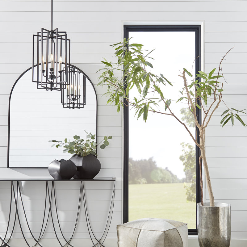 Lustre géométrique à 4 lumières Melora, Noir