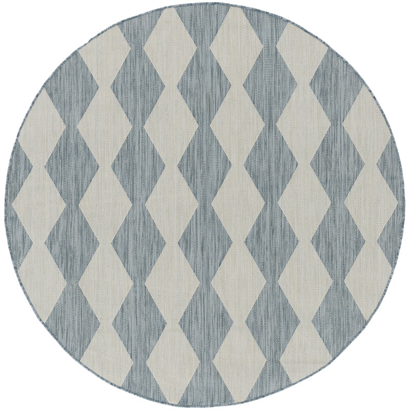 Positano Indoor / Outdoor Rug, Round 8', Sky Blue