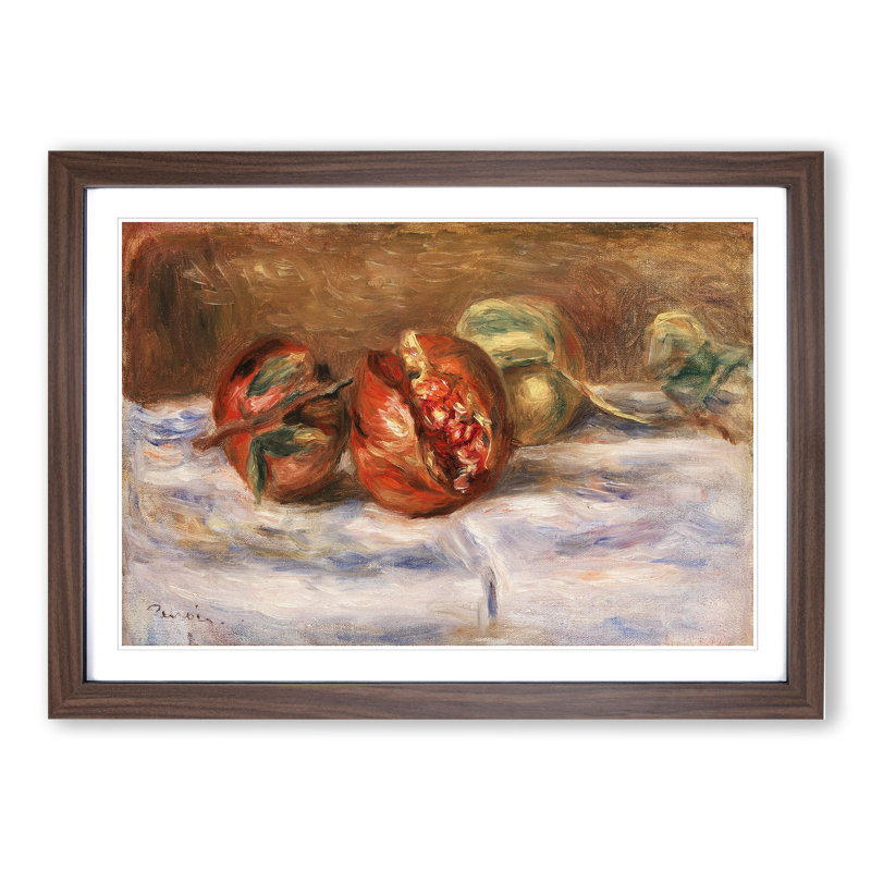 Pomegranates by Pierre-Auguste Renoir - Picture Frame Painting, Walnut Framed, 27cm H x 36cm W x 2cm D