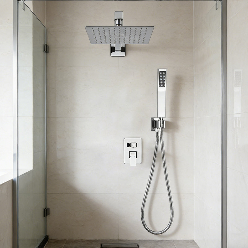 Shower Faucet Set With Rain Shower Head And Handheld Spray