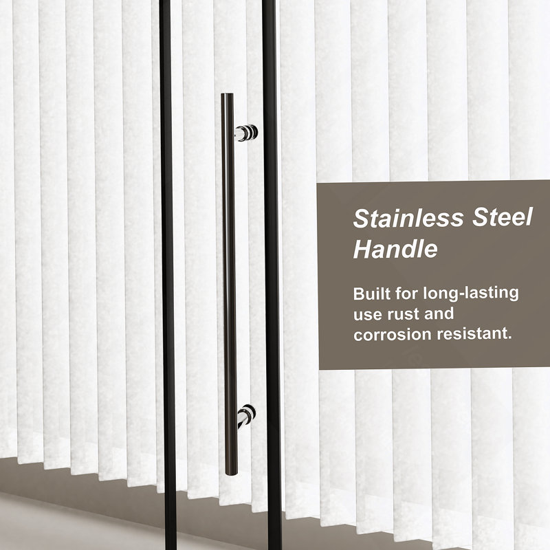Durable Glass Shower Door With Stainless Steel Handle And Support Bar,Sliding Design For Walk-In Showers