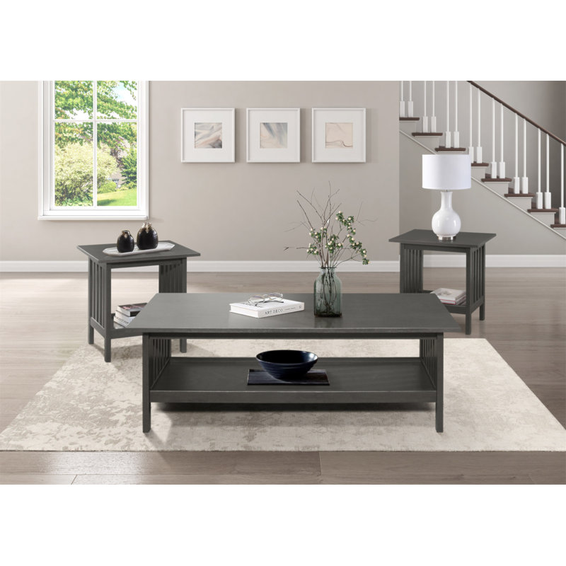 Ensemble de table basse et deux tables de bout de style classique 3 pièces
