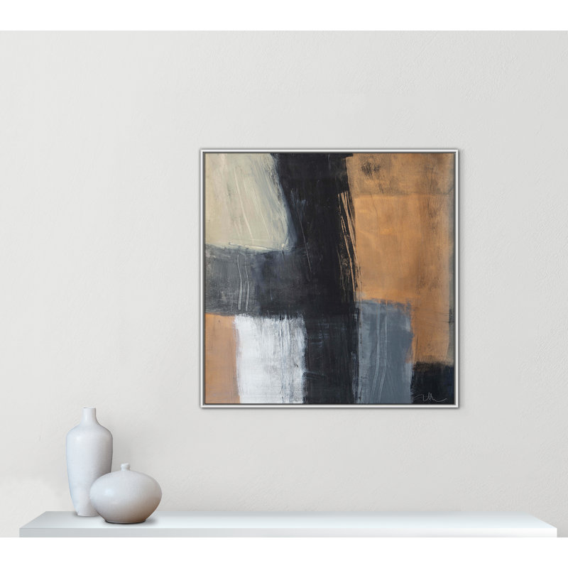 «Metallic Slate II» par Casa Fine Arts, H 41,5 po x l 41,5 po x P 2 po, Cadre flottant blanc