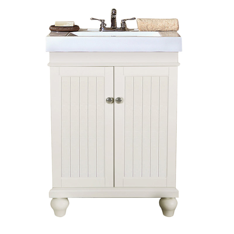 Ensemble de meuble-lavabo simple 24 po Gerharda, Blanc mat