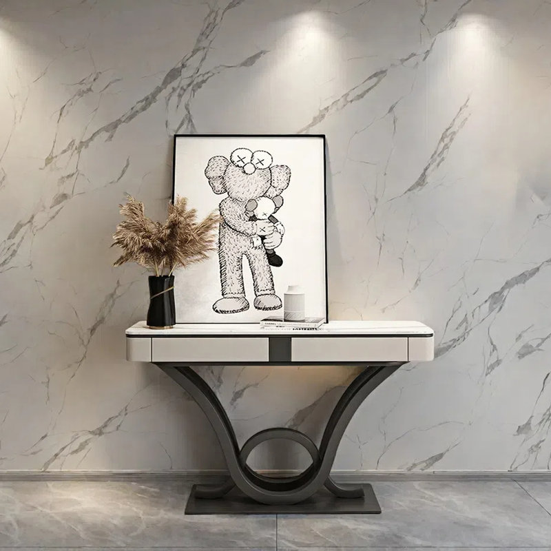Italian  Luxury  Console Table, 33.5" H x 39.4" W x 13.8" D, Black