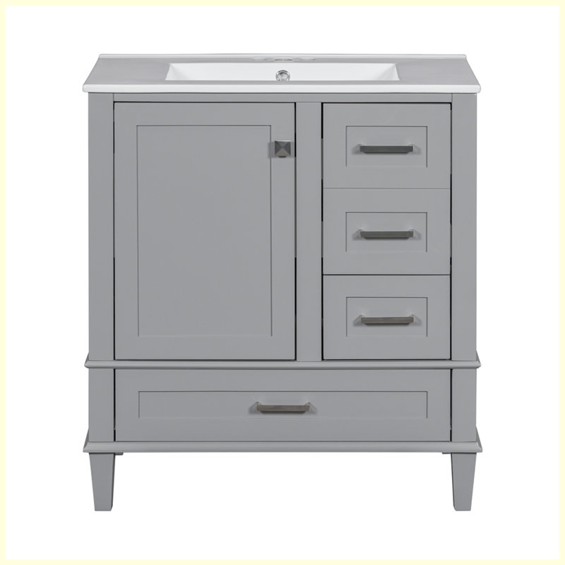 Ensemble d'armoire de salle de bain moderne avec évier, Gris