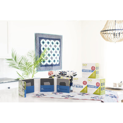 AccuQuilt GO! Qube 4 in. Mix & Match Block Set with 8 Dies, Cutting Mats and Pattern Book