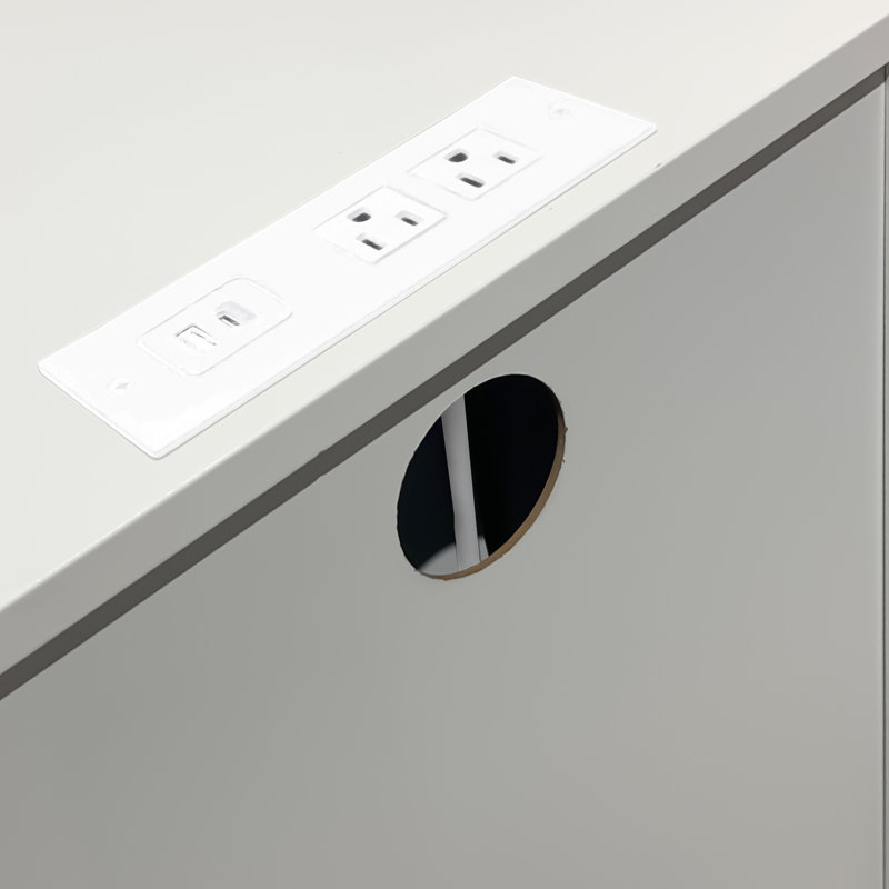 White Night Stand With Charging Station And Drawers For Living Room Modern Nightstand Hallway - Power Outlet