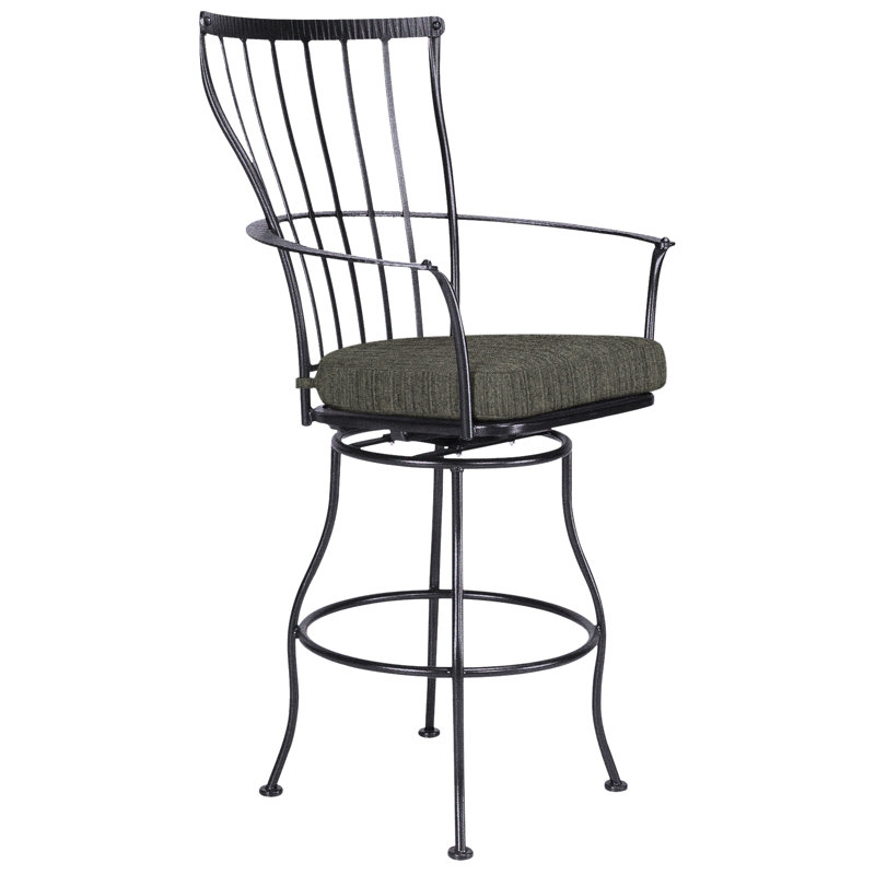 Monterra Outdoor Swivel Bar Stool, Graphite, Flagship Stone Sunbrella®, 27.25''