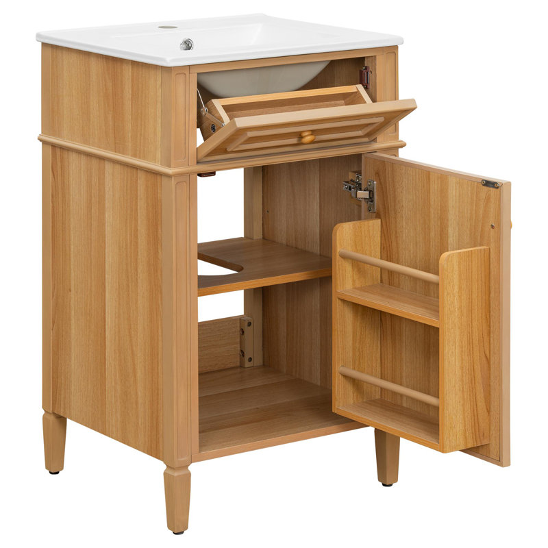 Armoire de salle de bain moderne et robuste avec beaucoup de rangement et lavabo