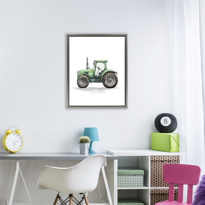 Working Trucks Green Tractor Floating Frame, design by Christine Simpson Art