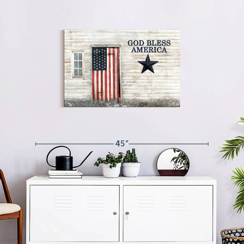 Borges God Bless American Flag, 20" H x 30" W