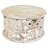 Hadlei Coffee Table Handcrafted Mango Wood Floral Carved Cut Out Design Distressed White Finish 33 Inch
