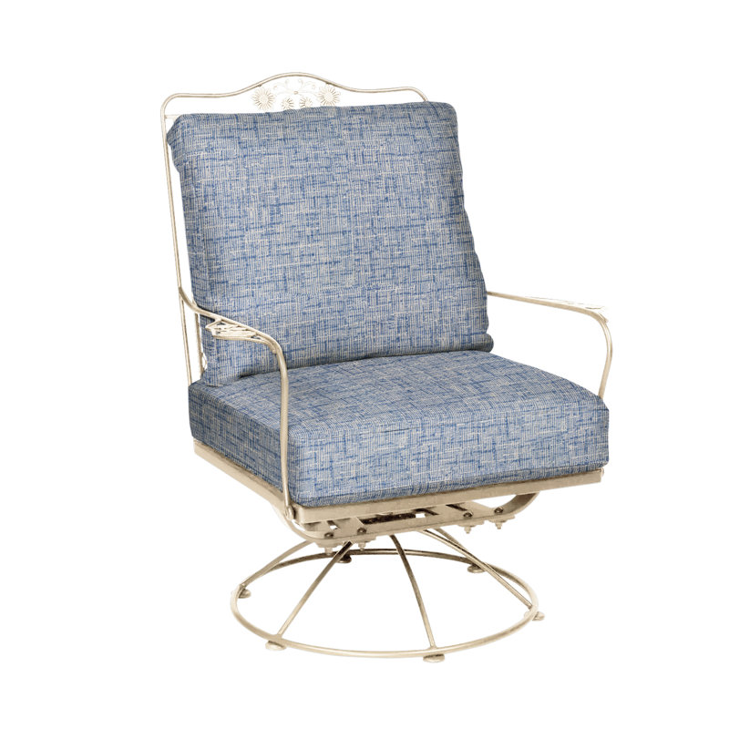 Briarwood Swivel Outdoor Lounge Chair, Weathered White, Chartres Malt Sunbrella®