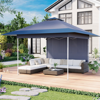 Pavillon de jardin escamotable 13 po x 13 po avec toile d'ombrage, pergola à hauteur réglable avec 4 sacs de sable, kaki