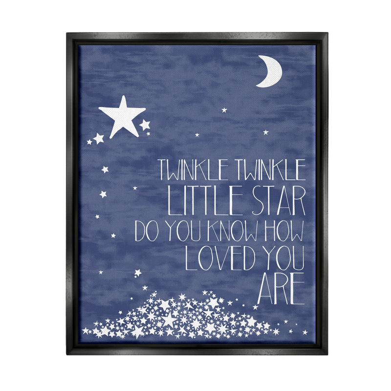 Art textuel sur toile «Little Star» par Finny And Zook, Cadre flottant noir de jais, 17" W x 21" H