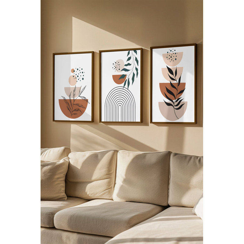 Peinture décorative en panneau de fibres à densité moyenne (3 pièces), Noyer