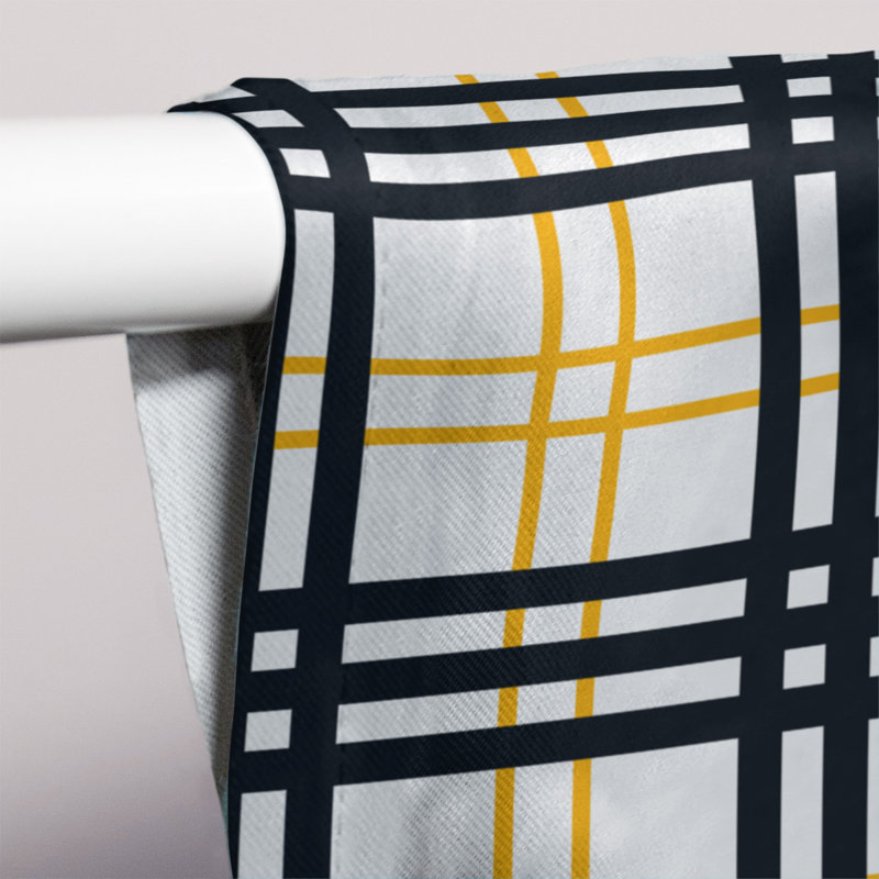 Room Darkening Curtain Single Panel, Cream/Black/Yellow