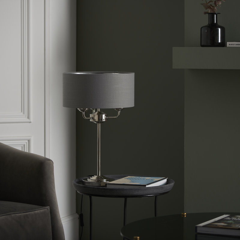 Landover Metal Table Lamp, Silver, Charcoal Grey