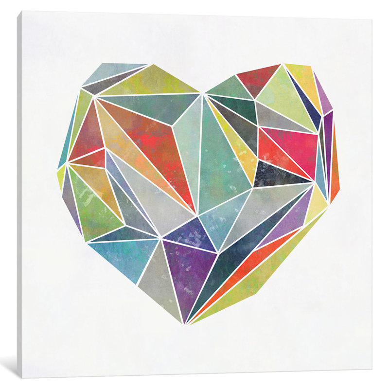 «Heart Graphic V» par Mareike Böhmer - Estampe numérique sur toile tendue avec châssis, H 12 po x l 12 po x P 0,75 po