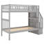 Lit superposé simple au-dessus d'un lit simple avec lit gigogne et rangement, gris-849256579