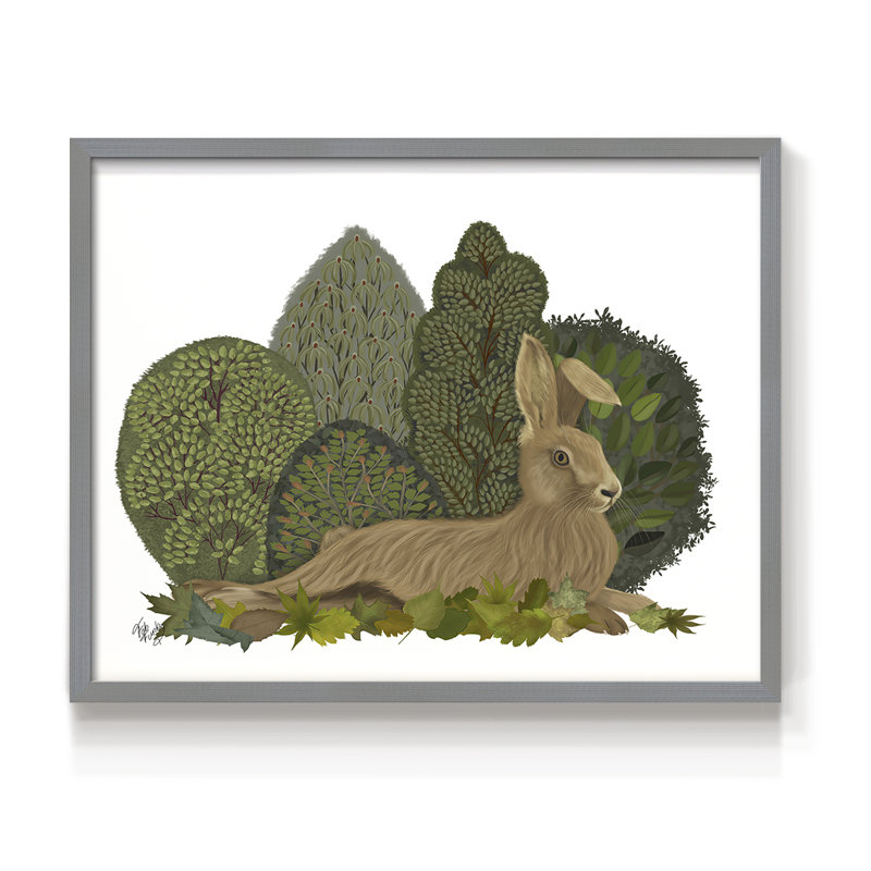 Hare inclinable en feuilles - reproduction encadrée - réarmable, H 8 po x l 10 po, Gris