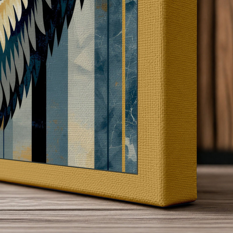 Noble Wolf Geometric - Wrapped Canvas, 18x12 - 45.7 x 30.5 cm, Ochre Border