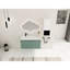 Meuble-lavabo de salle de bain 36 po avec lavabo en résine en forme de goutte et armoires latérales, blanc
