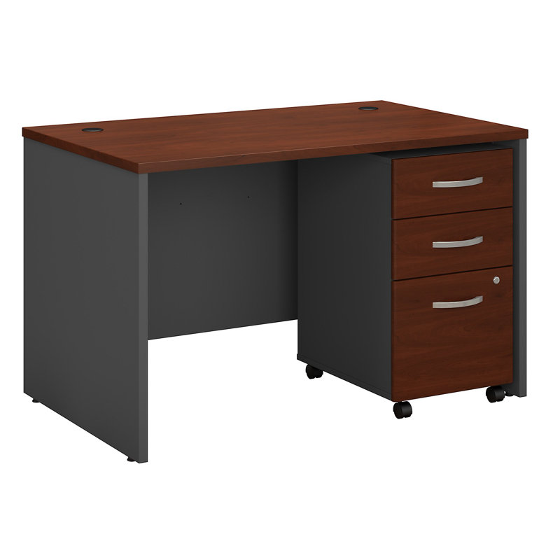 Bush Business Furniture Series C 48W x 30D Office Desk with Mobile File Cabinet, Hansen Cherry/Gray