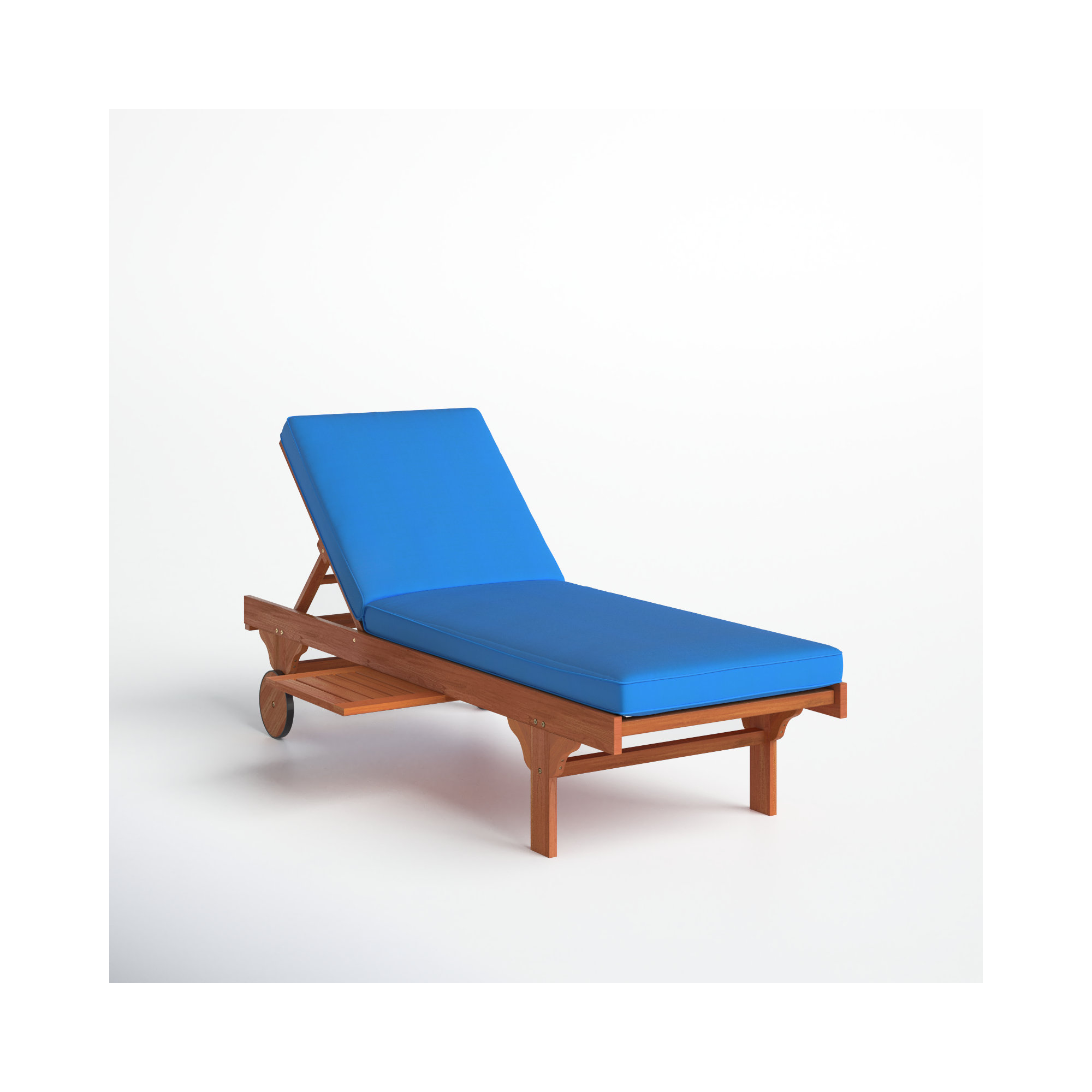 27.6'' Outdoor Eucalyptus Chaise Lounge, Royal Blue, Natural