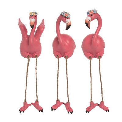  Ensemble de 3 décorations de printemps en résine Flamingo