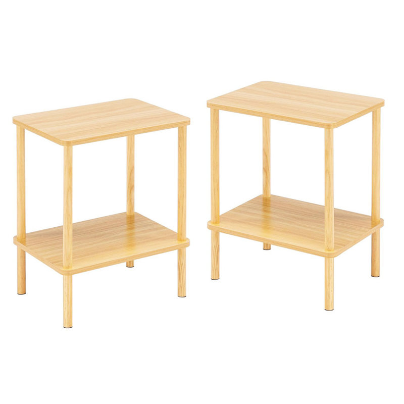 2 Tier End Table Set of 2, Natural