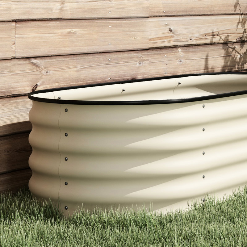 Lit de jardin surélevé en métal galvanisé 7,9 pi x 2 pi 1,4 pi, pot de fleurs d'extérieur avec rebord, pour planter divers légumes, lit crème - L 93 po x l 22,5 po x H 16,5 po, fleurs de bordure, herbes et