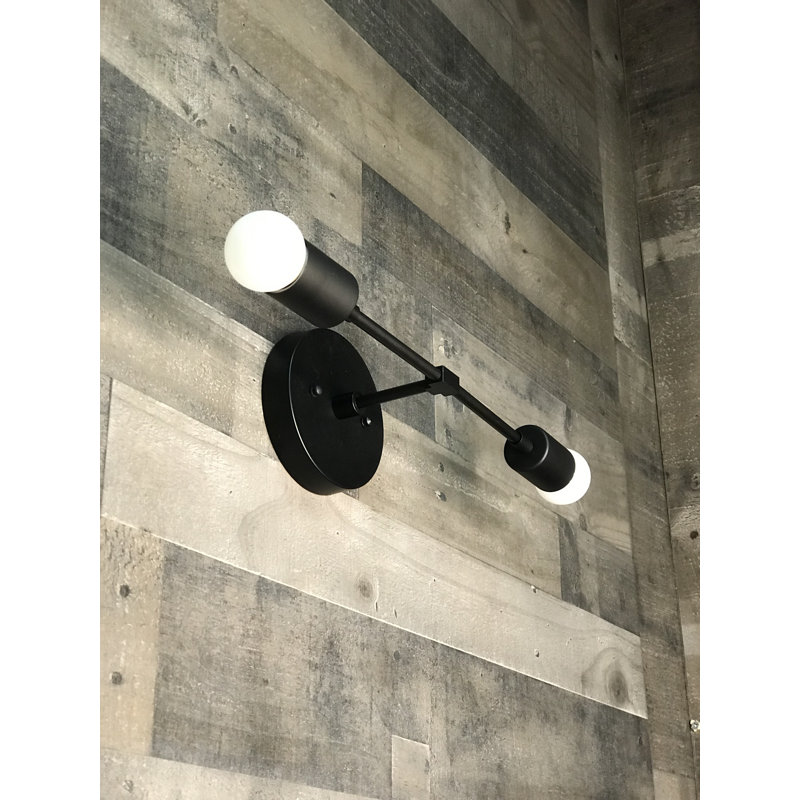 Applique murale à 2 lumières à intensité variable Capehart, Noir mat, H 5 po x l 16 po x P 4,75 po