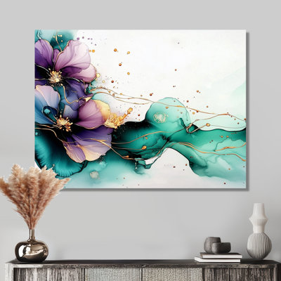 Ethereal Violet Of Liquid Ink Waves II - Abstract Metal Wall Decor, Waves Metal Print