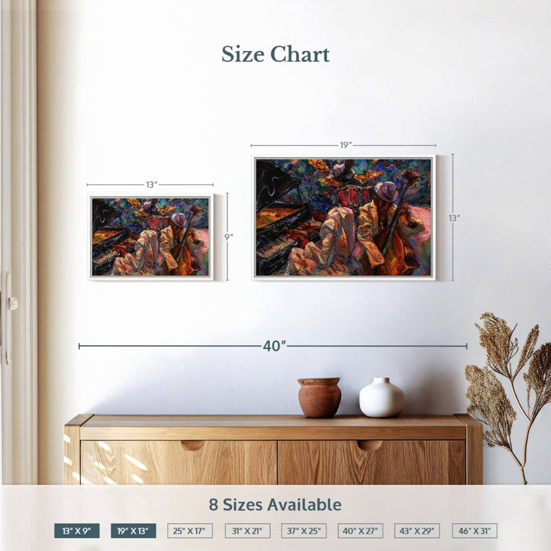 Jazz Band, Cadre flottant blanc, 19 po x 13 po