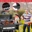 Barbecue au charbon avec tablette latérale, grand barbecue au fumoir avec support chauffant, barbecue extérieur avec plateau au charbon (noir)