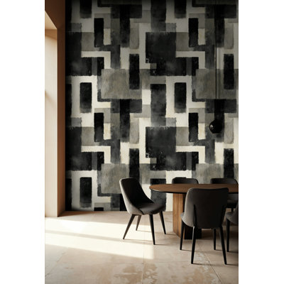 Papier peint adhésif mural abstrait géométrique monochrome