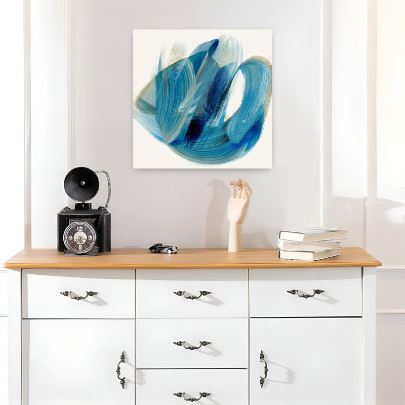 Tourbillons tourbillonnants d'harmonie bleue II, art mural contemporain abstrait, H 18 po x l 18 po