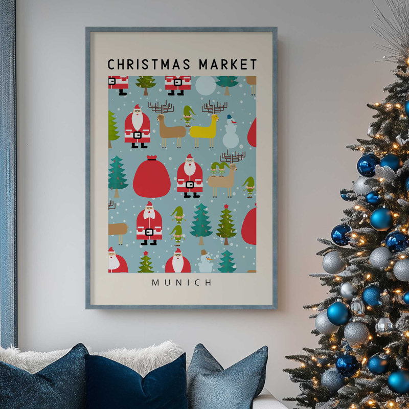 Marché de Noël de Munich, H 11 po x l 9 po, Cadre photo noir satiné
