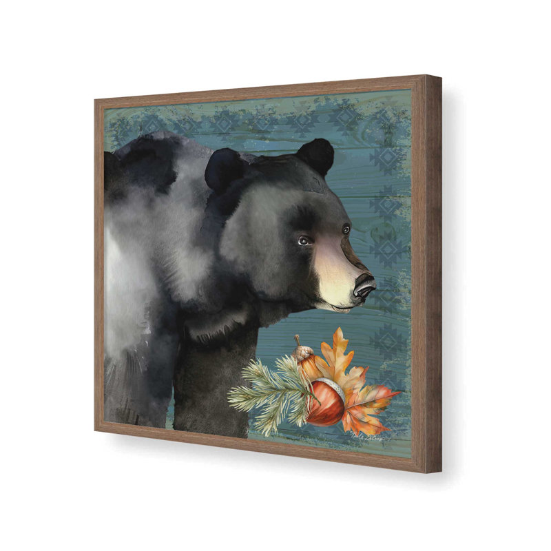 «Black Bear» par Nicole DeCamp, reproduction d'art, L 36 x H 36, Brun, Impression encadrée