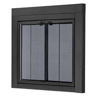 Black 39 W x 32 H Magnetic Adjustable Fireplace Cover Blocker