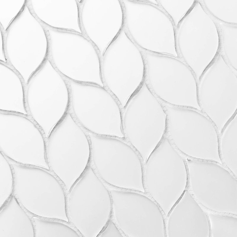 Art Deco Frosted 1.25" x 3" Glass Mosaic Wall Tile, Snowy Morning Matte