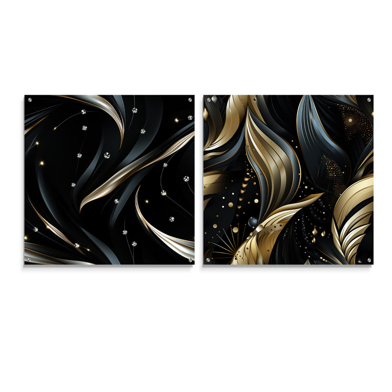 Eleonore - Ensemble de 2 art mural en verre acrylique, H 36 po x l 73 po