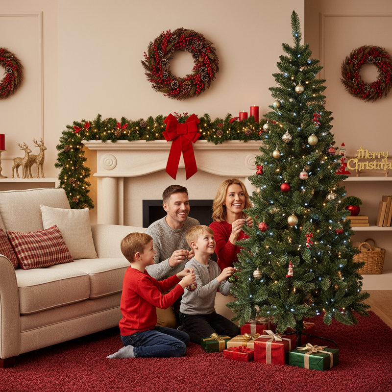 Lighted Artificial Christmas Tree, 8 ft.