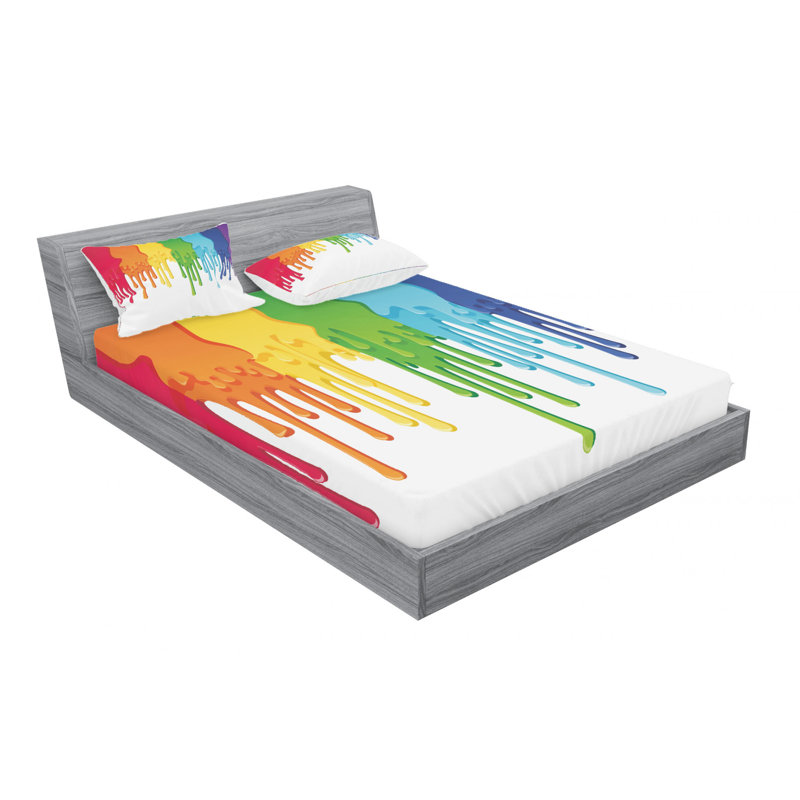 Microfiber Abstract Sheet Set, Queen Sheet Set with Fitted Sheet