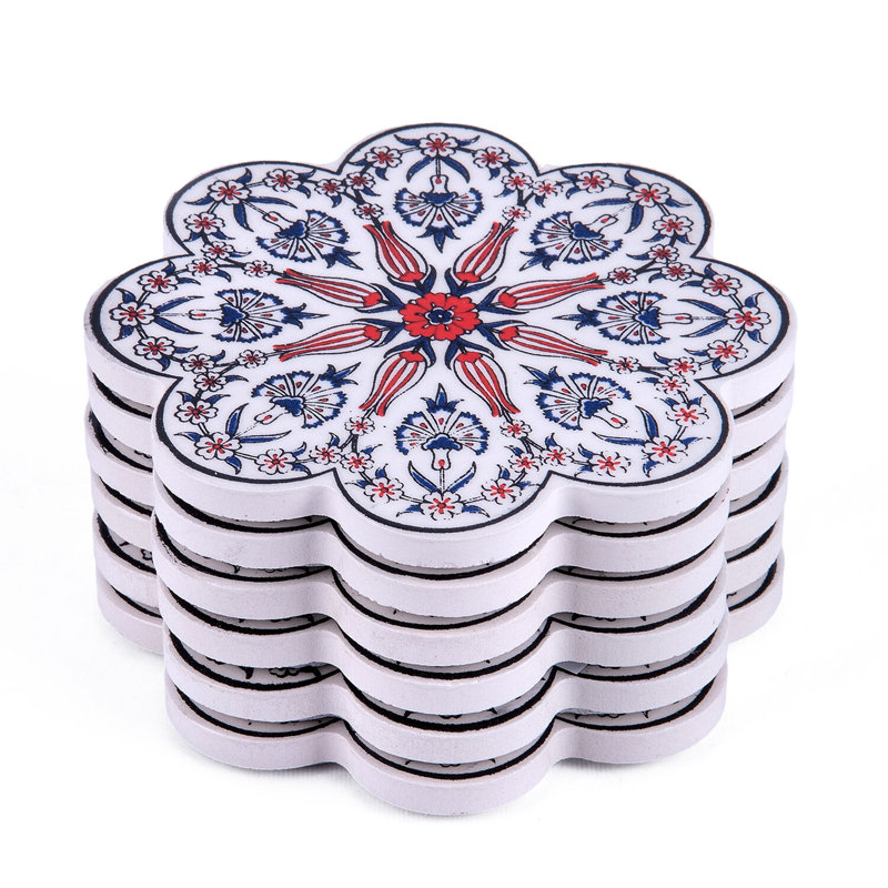 Vintage Ceramic Tile Coaster Set