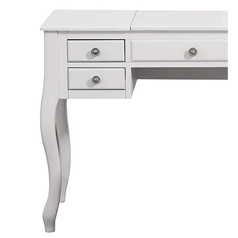 Daryel Vanity Set Featuring Stool and Flip-Up Mirror, White