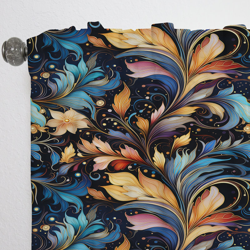 Motif cachemire céleste Essence - rideau glamour - obscurcissant velours - 1 panneau, L 52 po x L 90 po